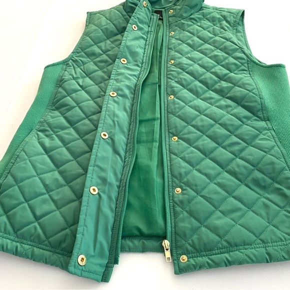 Cynthia Rowley Green Quilted Zip-up Sleeveless Puffer Vest Sz Large Solid Layer - Picture 11 of 16